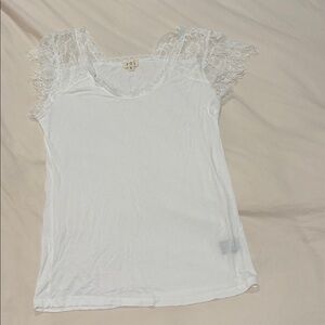 POL White Lace Trim Top